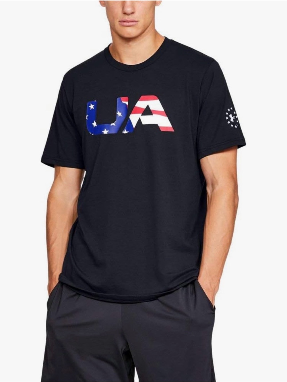 Under Armour Freedom USA Logo T-Shirt Black Patriotic Size Medium